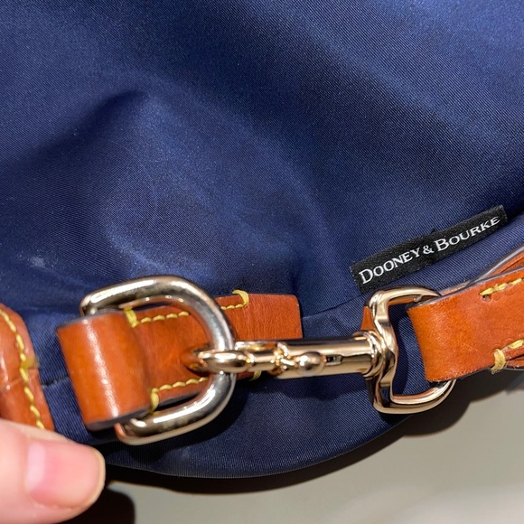 Dooney and Bourke Nylon Navy Blue and Brown Leather Shoulder Bag Dooney Bourke - Picture 8 of 11